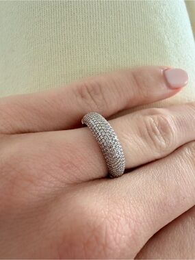 Ring Concierge Solid 14k Gold Genuine Earth Mined Pave Diamond Dome Ring